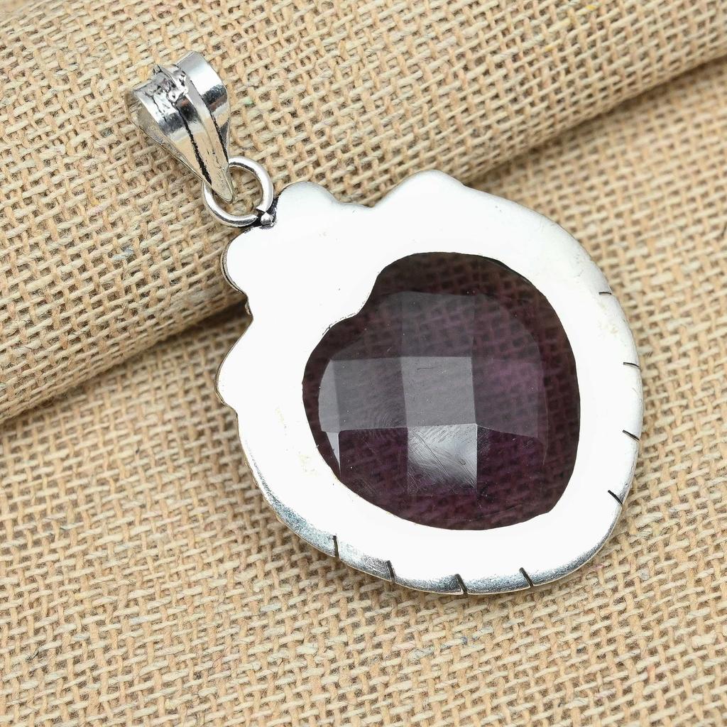 Граненый аметист драгоценный камень стерлингового серебра 925 пробы ручной работы дизайнер кулон ювелирные изделия