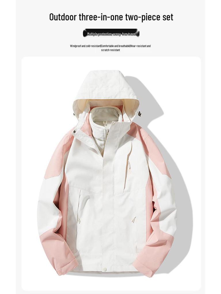 Unisex Three-in-One Waterproof Windproof Mink Fleece Hiking Jacket - Custom LG