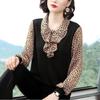 Autumn Middle-aged and Elderly T-shirts, Large Size Loose Western Style Tops, Long-sleeved Shirts, Thin Bottoming Shirts, Women