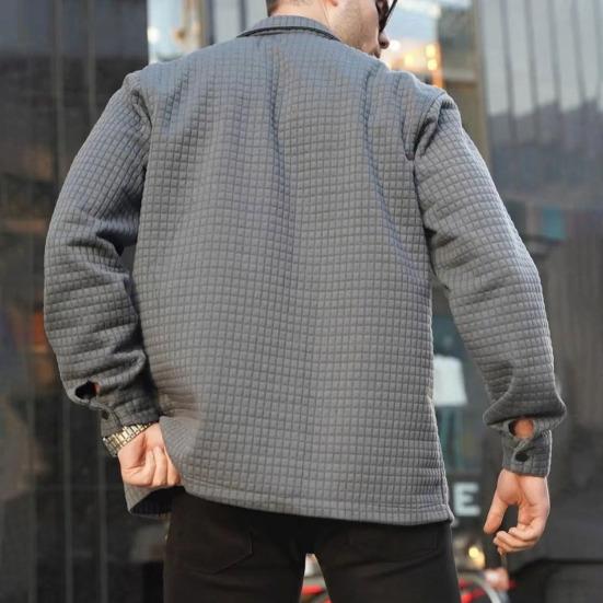 Мужская куртка с лацканами, длинным рукавом, накладным карманом, куртка, пальто с накладным карманом, однотонное вафельное однобортное пальто