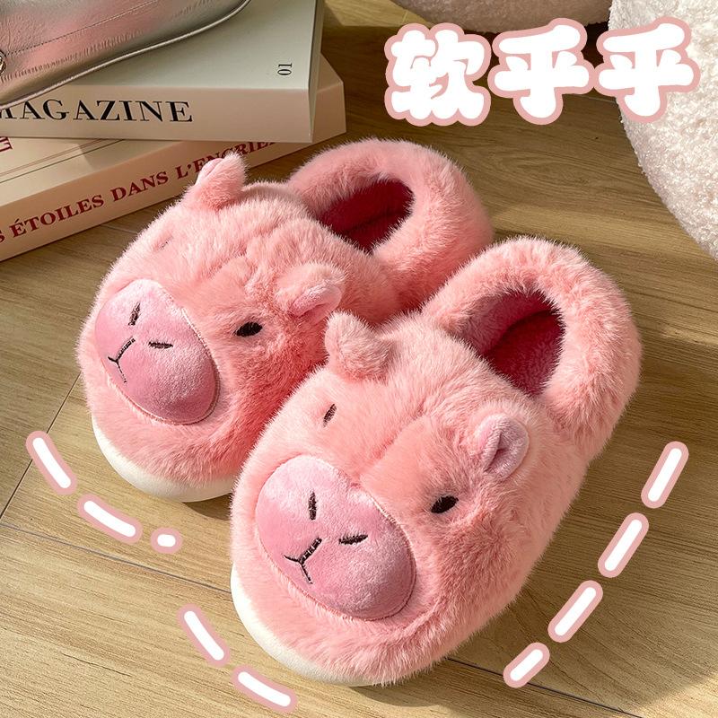 Мао Мао Тапочки для осени и зимы, на толстой подошве для ношения на улице, теплые для домашнего использования в помещении, хлопковые тапочки с мысками