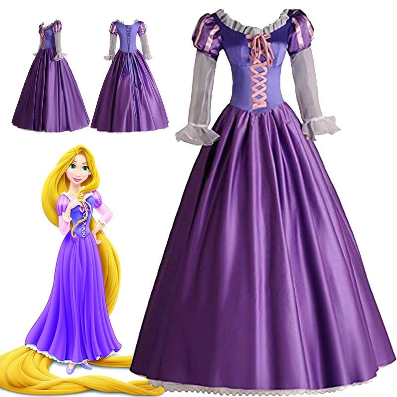Elegant Adult Rapunzel Fancy Women Dress Cosplay Costume For Halloween Parties