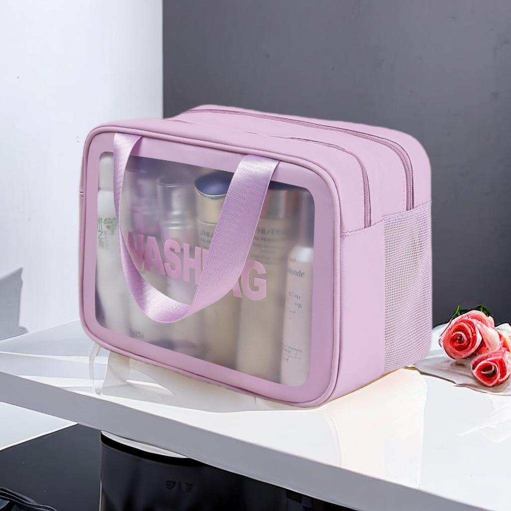 Корейский двухслойный матовый ПВХ-мешок для туалетных принадлежностей - портативное разделение сухого и влажного для косметики