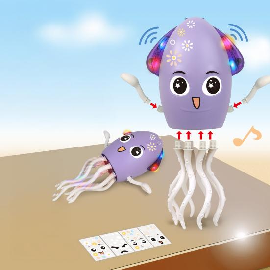 Electric Dancing Octopus Toy with LED Lights Music Smart Obstacle Avoidance Octopus Toy Toddlers Boys Girls Crawling Cartoon Octopus Toy