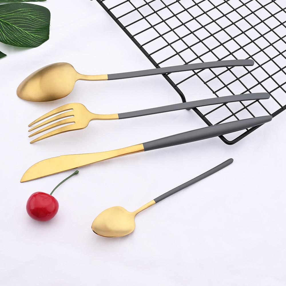 24Pcs Tableware Set for 6 Pink Matte 304 Stainless Steel Dinnerware Set Gold Dinner Cutlery Spoon Fork Knife Western Flatware