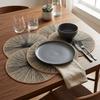 4PCS Bohemia Round  Burlap Macrame Placemats Ray Pattern Dinnerware Mat Jute Tableware Mat  Hotel