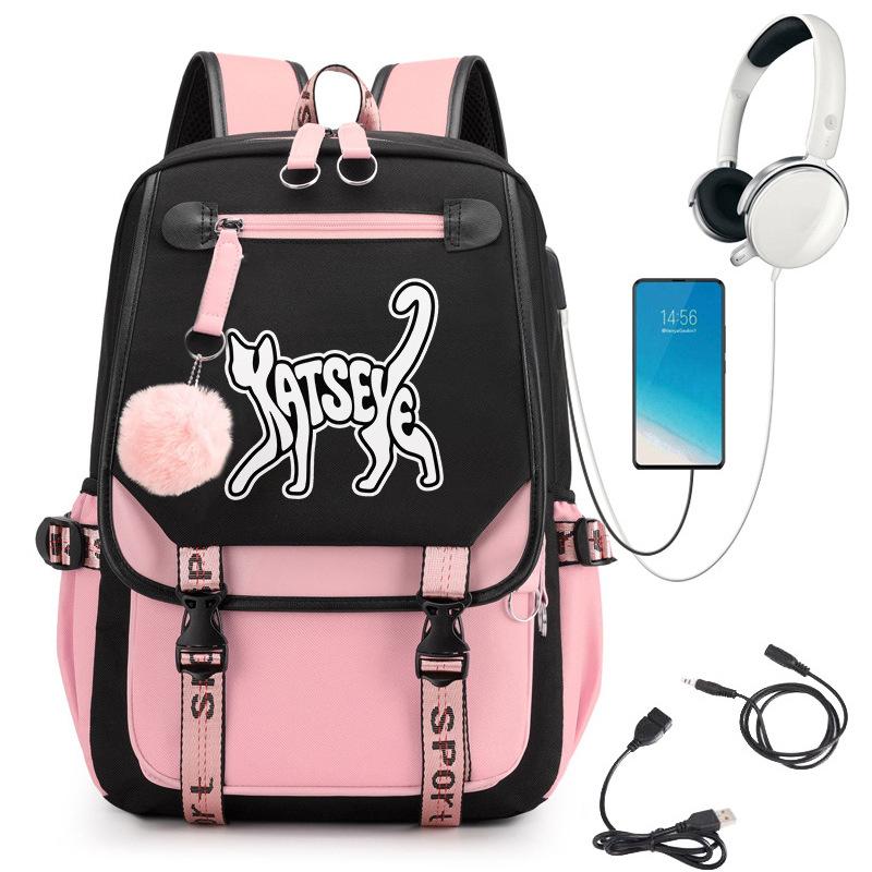 KATSEYE Fashion Girl Group Print Backpack, Large Capacity Teen Student Laptop Bookbag, Water-Resistant Daypack 60123-11