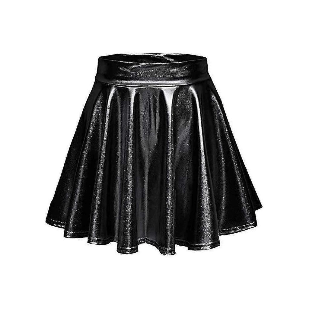 Women"s Metallic Pleated Skirt, Mini Skater Skirt-YuJia