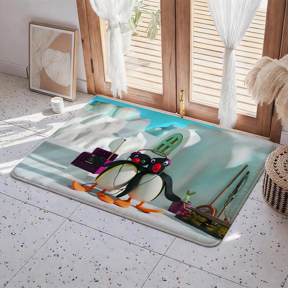 Animal P Penguin Floor Mat Eco Flannel Doormat Non Slip Odorless Indoor Floor Rug Soft Short Plush Home Mat