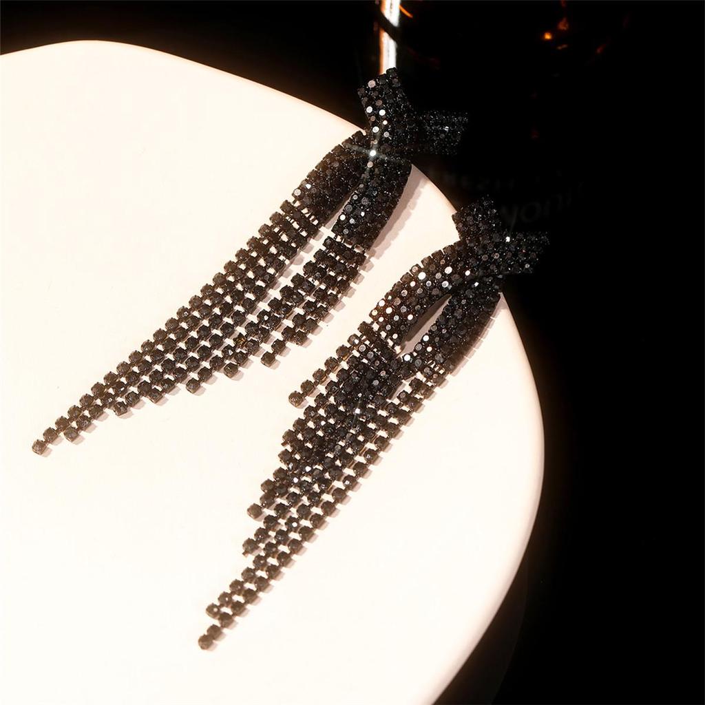 Роскошные черные серьги-кисти со стразами для женщин