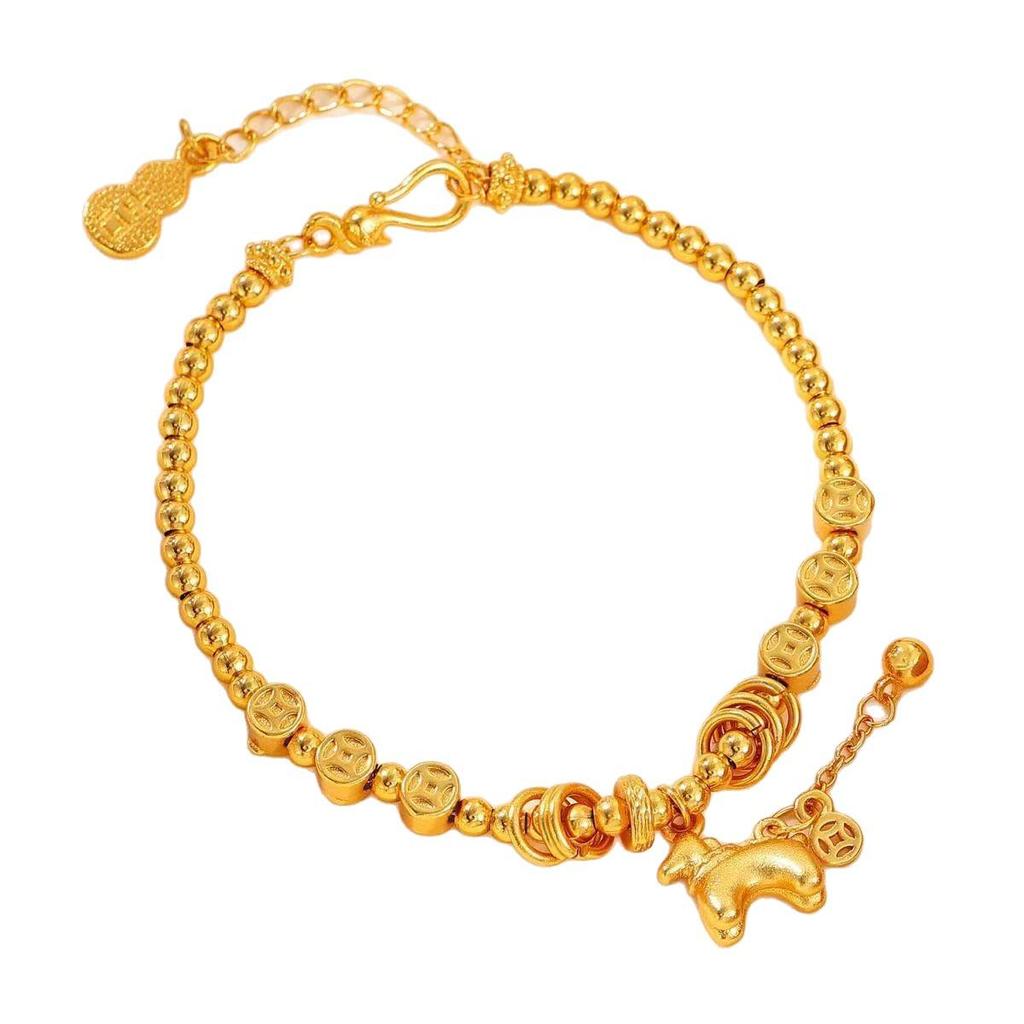 Женский браслет-спираль из монет и бусин с золотым покрытием - Нишевая роскошная бижутерия