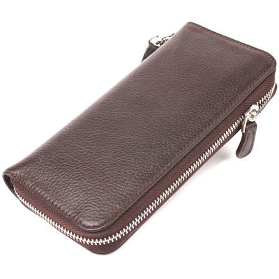 Практичный женский кошелек из натуральной зернистой кожи CANPELLINI Wallet 21617 Коричневый