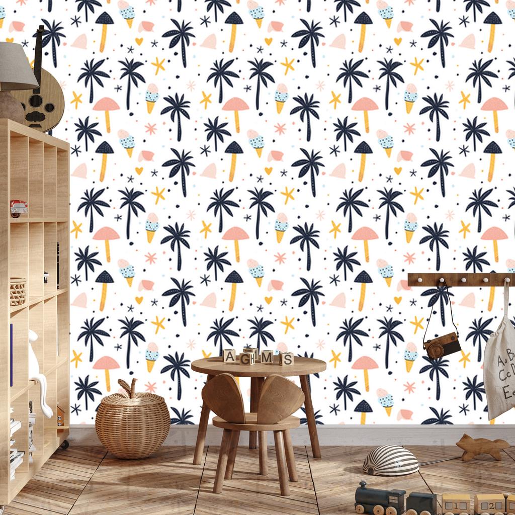 Summer wallpaper white, light gray and cream for living room and bedroom 50x1000