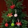 Hairy Christmas Ball Ornament Red Bow Velvet Ball Pendant, Holiday Decoration, Gift For