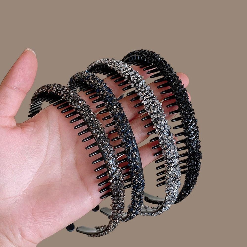 Повязка на голову со стразами для макияжа, пластиковый обруч для волос с бриллиантами, милый ободок для волос, мужской