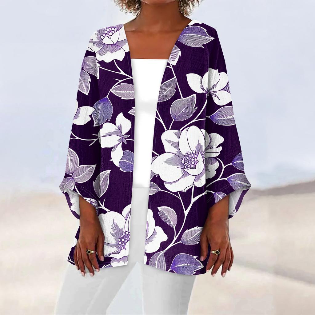 Женская повседневная модная легкая куртка средней длины с принтом в стиле ретро, ​​кардиган