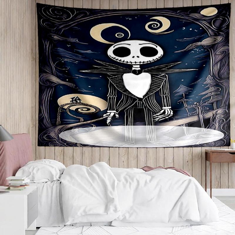 The-Nightmare-Before-Christmas Print Tapestry, Backdrop, Easy Setup, Ideal for Bedroom, Office & Living Room, with Aesthetic Wall Hanging Decor.
