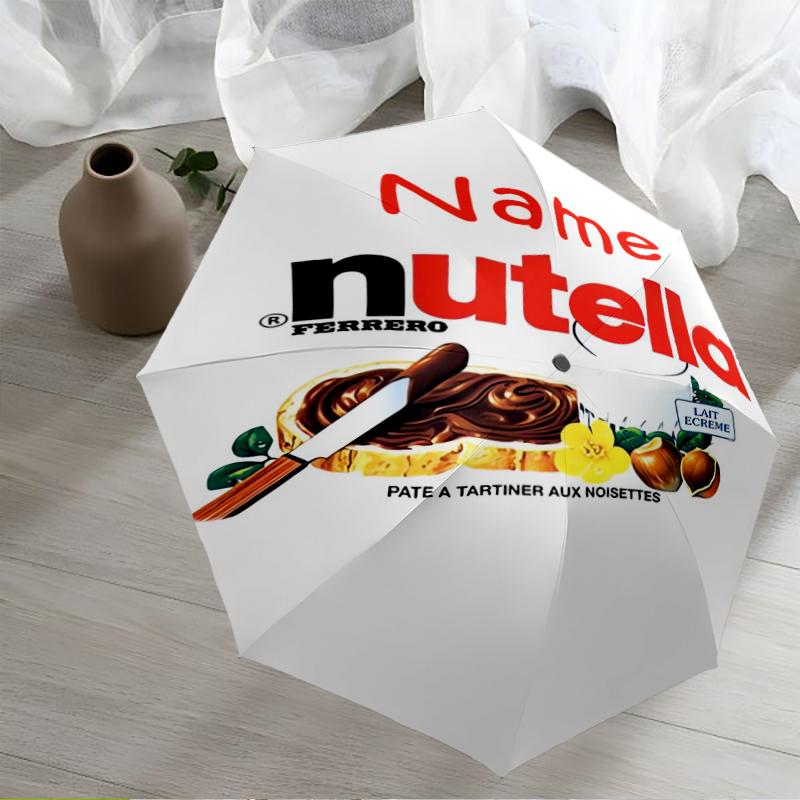 Автоматический зонт с индивидуальным именем, тематика Nutella, легкий и портативный, 8 спиц, идеально подходит для путешествий на свежем воздухе, дней рождения, Рождества, подарков.