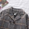 Зимние куртки в сетку, шерстяные двубортные двубортные плащи для маленьких мальчиков и девочек, пальто с лацканами, осенняя детская верхняя одежда, пальто, весеннее шерстяное пальто