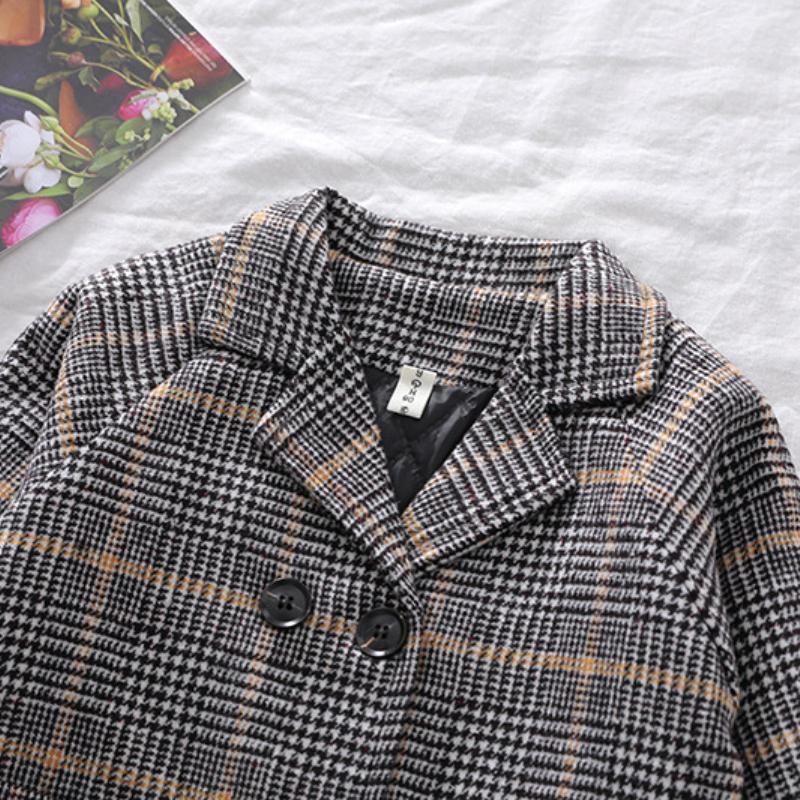 Зимние куртки в сетку, шерстяные двубортные двубортные плащи для маленьких мальчиков и девочек, пальто с лацканами, осенняя детская верхняя одежда, пальто, весеннее шерстяное пальто