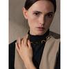 Yhpup Fashion Stainless Steel Wave Choker Necklace 18K Gold Color PVD Plated Popular Metal Distinctive Personality Jewelry