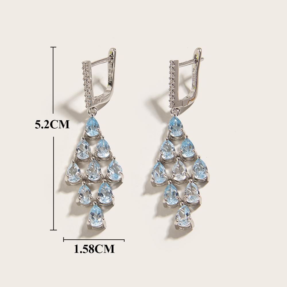Легкие роскошные серьги с великолепным дизайном и натуральным небесно-голубым топазом для женщин, серебро 925 пробы, городская мода, изысканные ювелирные изделия