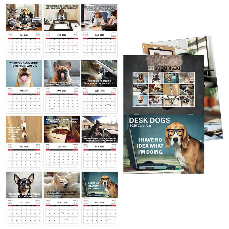 2026 Calendar-Working Dogs Wall Calendar Unruled Blocks Full Page Months Thick & Sturdy Paper for Calendar Organizing & Planning