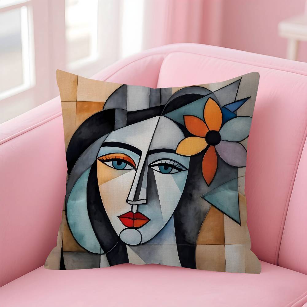 Painting art Picasso Doublesided Printed pillow cover Short plush Suitable living rooms bedrooms sofas throw cushion cover