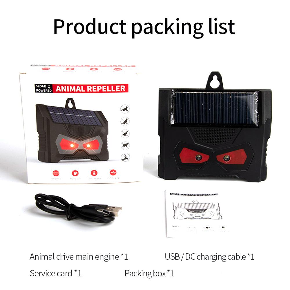 Солнечный инструмент для отпугивания животных, водонепроницаемый ультразвуковой отпугиватель енотов со светодиодной вспышкой
