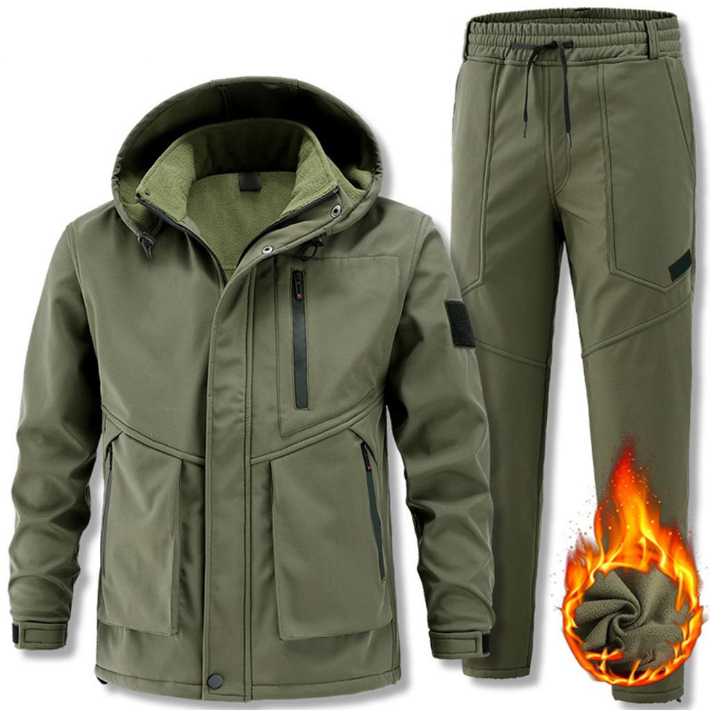 Мужской костюм для активного отдыха Мужской костюм с плюшевой подкладкой Защита от холода Ветрозащитный Водонепроницаемый Теплый Костюм для велоспорта Альпинизма Костюм для активного отдыха