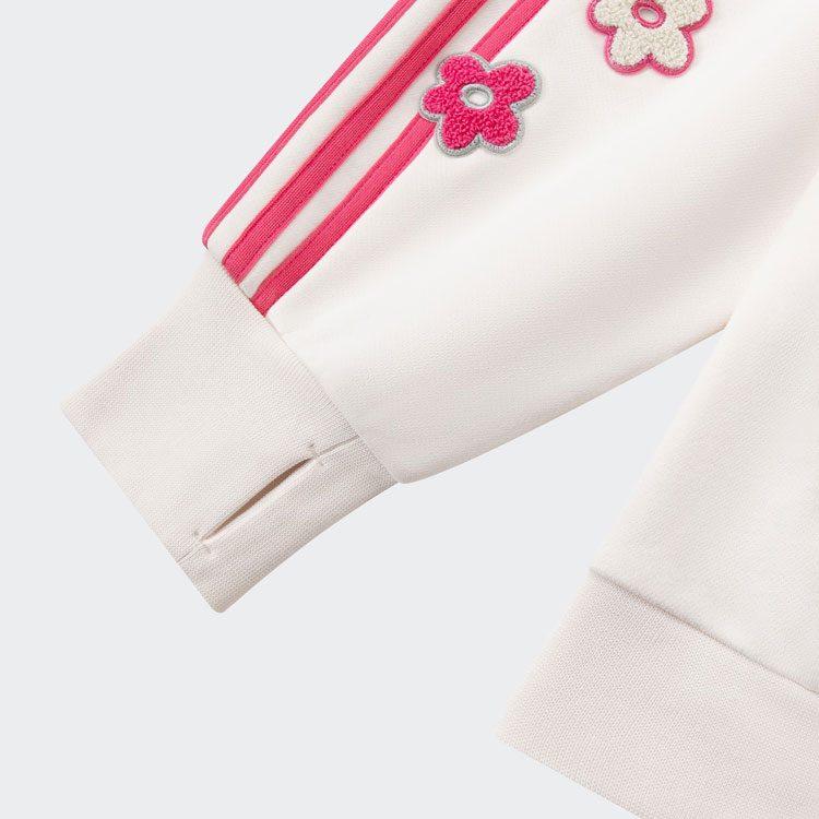adidas Женская розовая с белым толстовка с цветочным принтом и 3 полосками IX5648