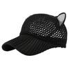 Cat Ear Cap Mesh Hat Cute Design Stylish Sun Protection CZA324 [White Fang] Women's (Black)