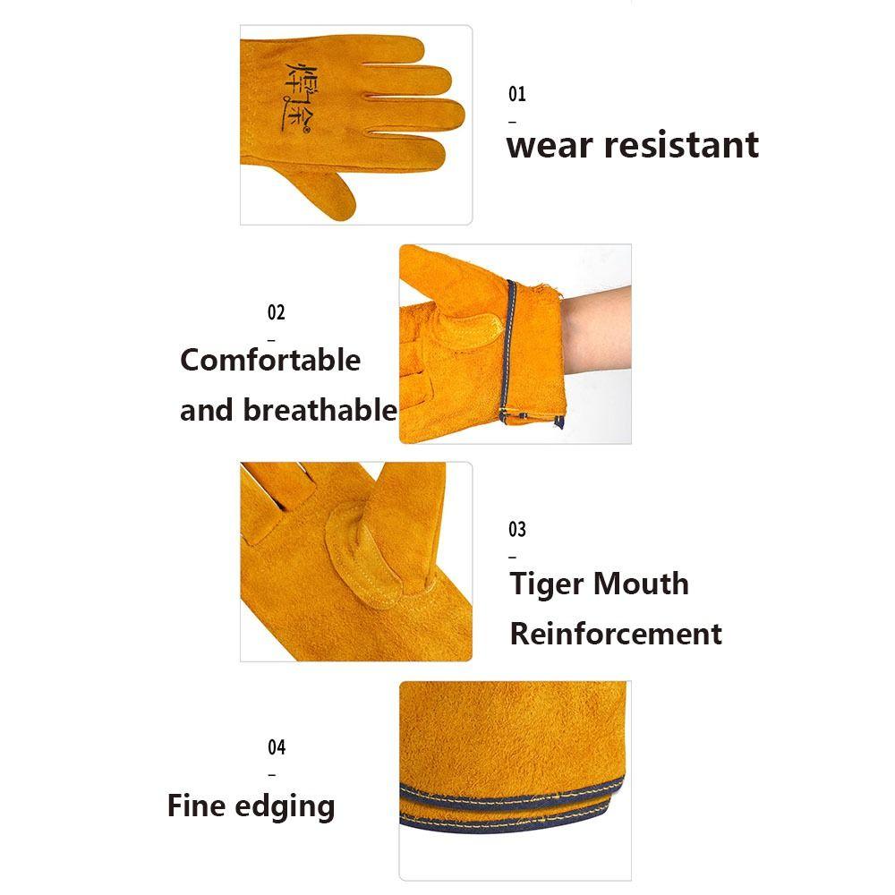 1Pair Thickened Labor Protection Gloves Breathable Welder Gloves Work Safety Glove Heavy Duty Work