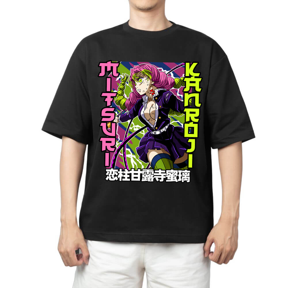 Demon Slayer Mitsuri Kanroji Love Hashira Anime Print T Shirt Men 2026 Summer Casual Streetwear Oversized Cotton Tees