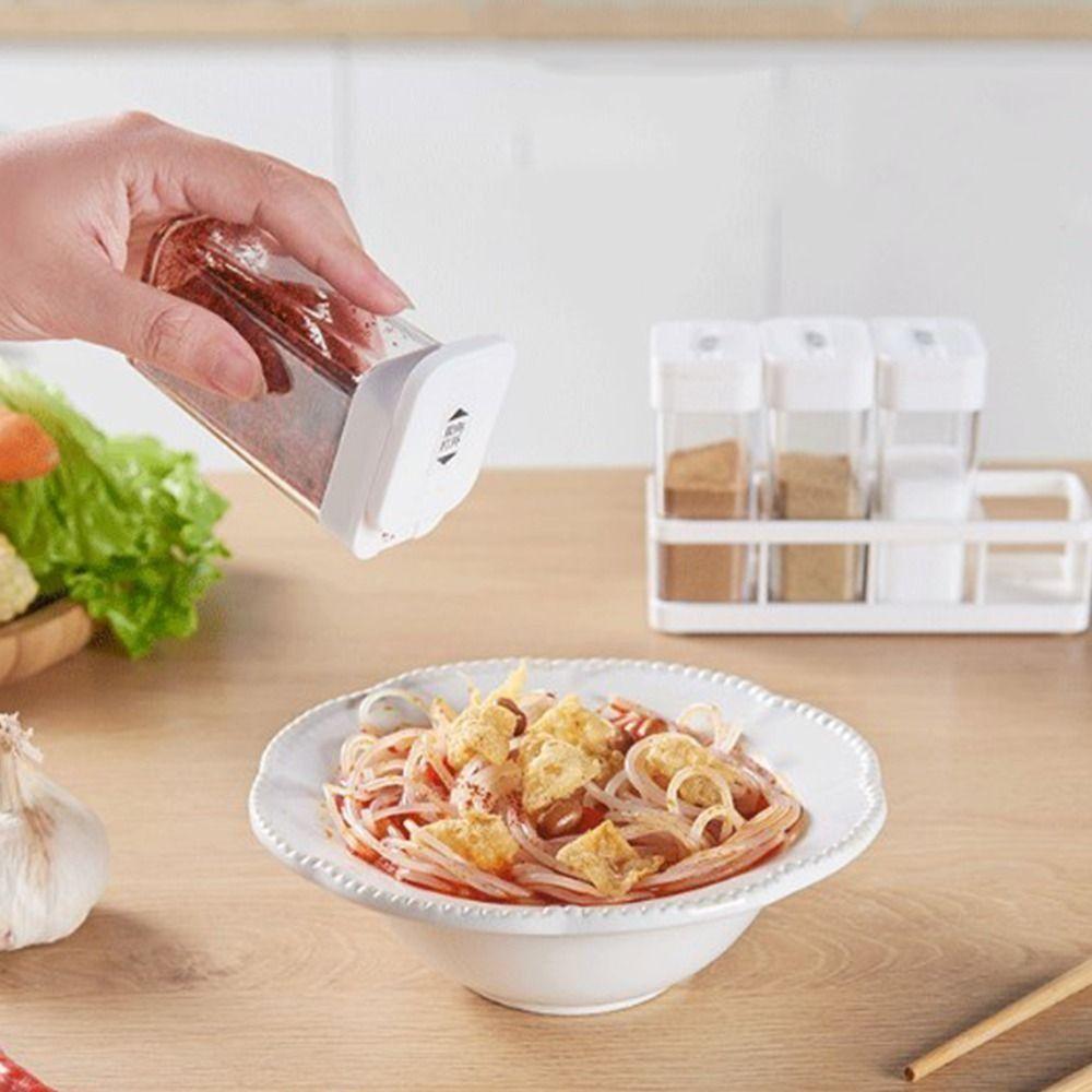 4Pcs/set Plastic Spice Jars Sliding Open Seasoning Box Set Spice Dispenser Kitchen Organizer Box