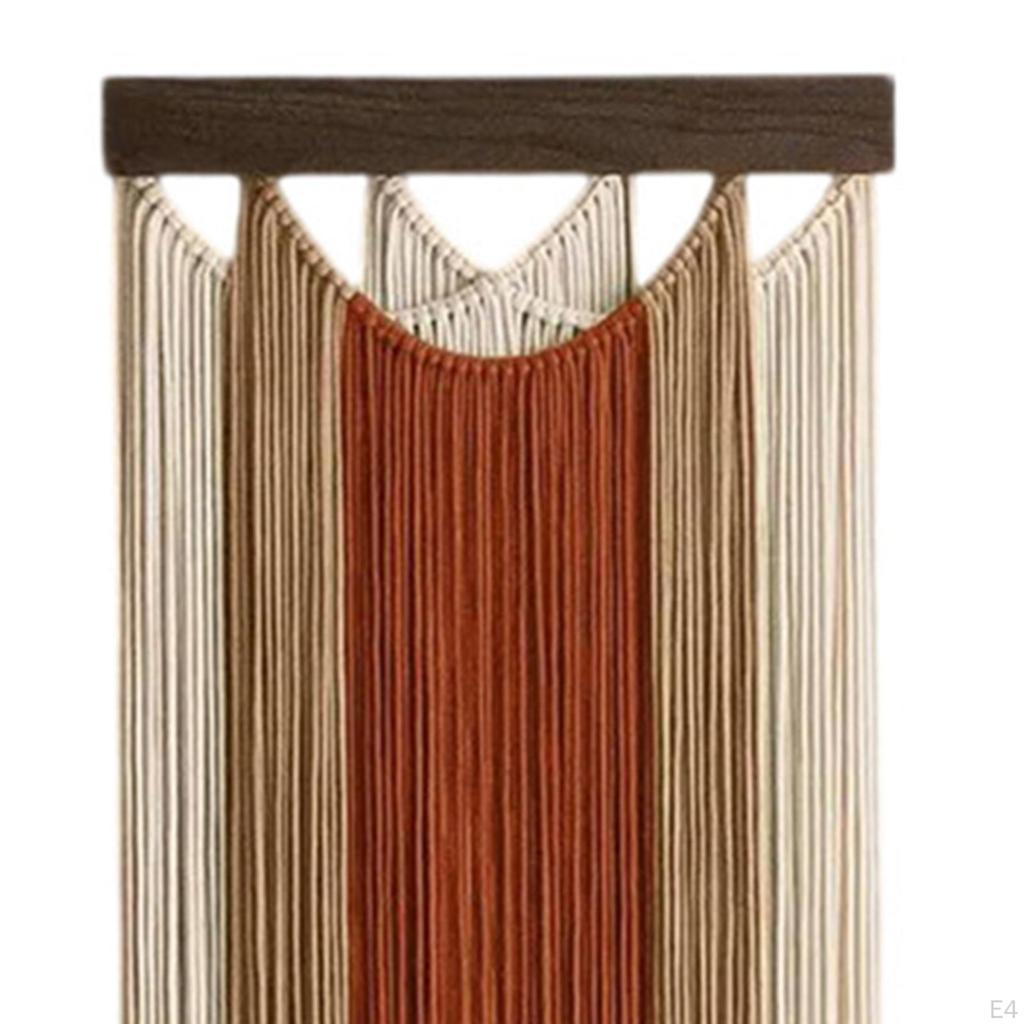 Boho Wall Hanging Handwoven Made of Wood And Polyester with Fringes Decorated Retro Design Suitable