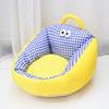 Pet Nest Bed Cartoon Style Striped Plaid Print Non-Slip Bottom Small-Medium Dogs Cats Nest Three-sided Embrace Pet Bed