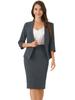 Женский деловой костюм и юбка Allegra K, Идеально подходит для офиса или поездок на работу, Блейзер без воротника и юбка-карандаш, Темно-серый, Размер M