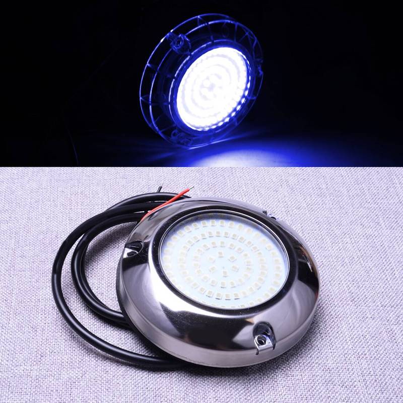 IP68 Stainless Steel Blue Light 90LED Underwater Pontoon Marine Boat Camper trailer Caravan RV Transom Light