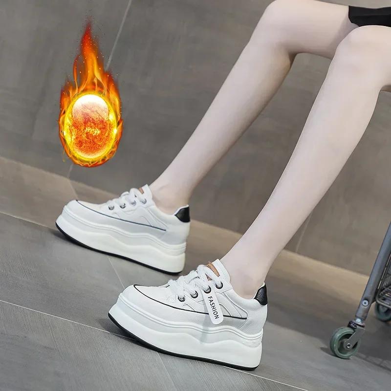 9 см натуральная кожа платформа кроссовки танкетка обувь для женщин дышащие кроссовки осенняя повседневная обувь скрытый каблук zapatillas mujer