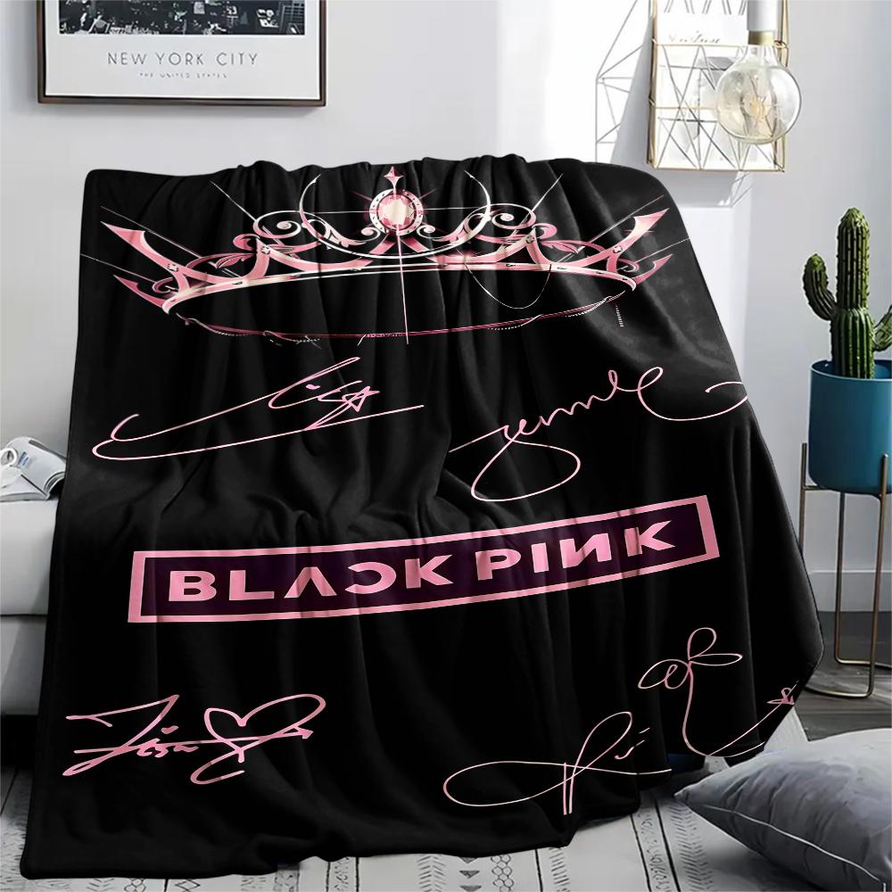 1 шт. Фланелевое одеяло с принтом Blackpink, Высокое качество, Для всех сезонов, Декор для дома, Тепло и уют, Идеально для рождественских подарков