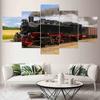 5 Panels Landscape Classical Train Steam Locomotive Canvas Painting Abstract Posters and Prints Living Room Home Decor No Frame