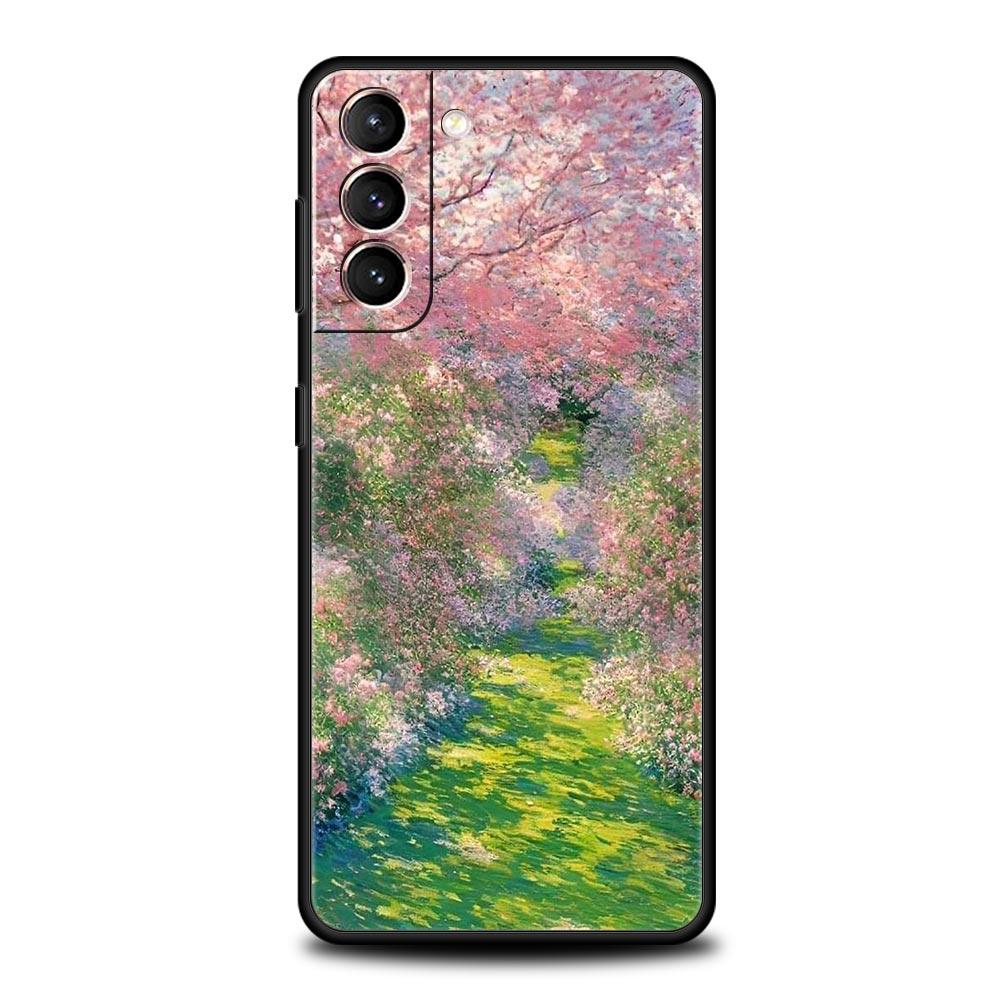 Чехол для телефона Claude Monet Garden Paint Art для Samsung Galaxy S26 Ultra S25 Plus S24 FE S23 S22 5G S21 S20 Черный Мягкий