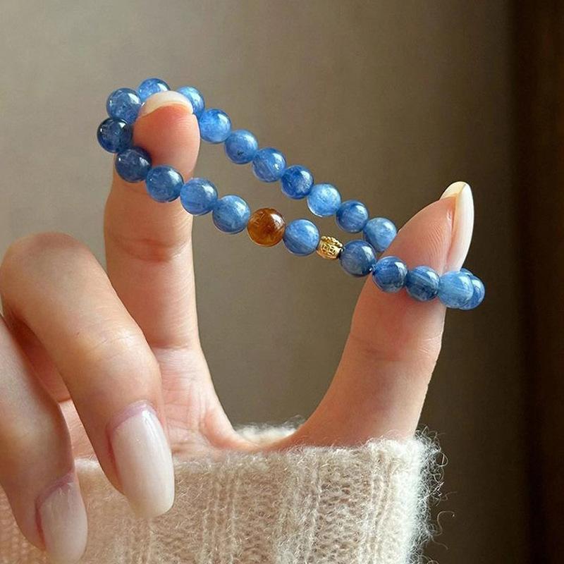 Натуральный браслет из агата с голубым камнем, женский, нишевый дизайн, чувство легкой роскоши, простой, с высоким чувством моды, универсальное украшение
