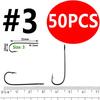 50PCS Aberdeen Long Shank Fish Hook Saltwater Fresh Water Fishing Hooks Sabiki Rig Streamer Fly Hook Size 10 4 2 2/0 3/0