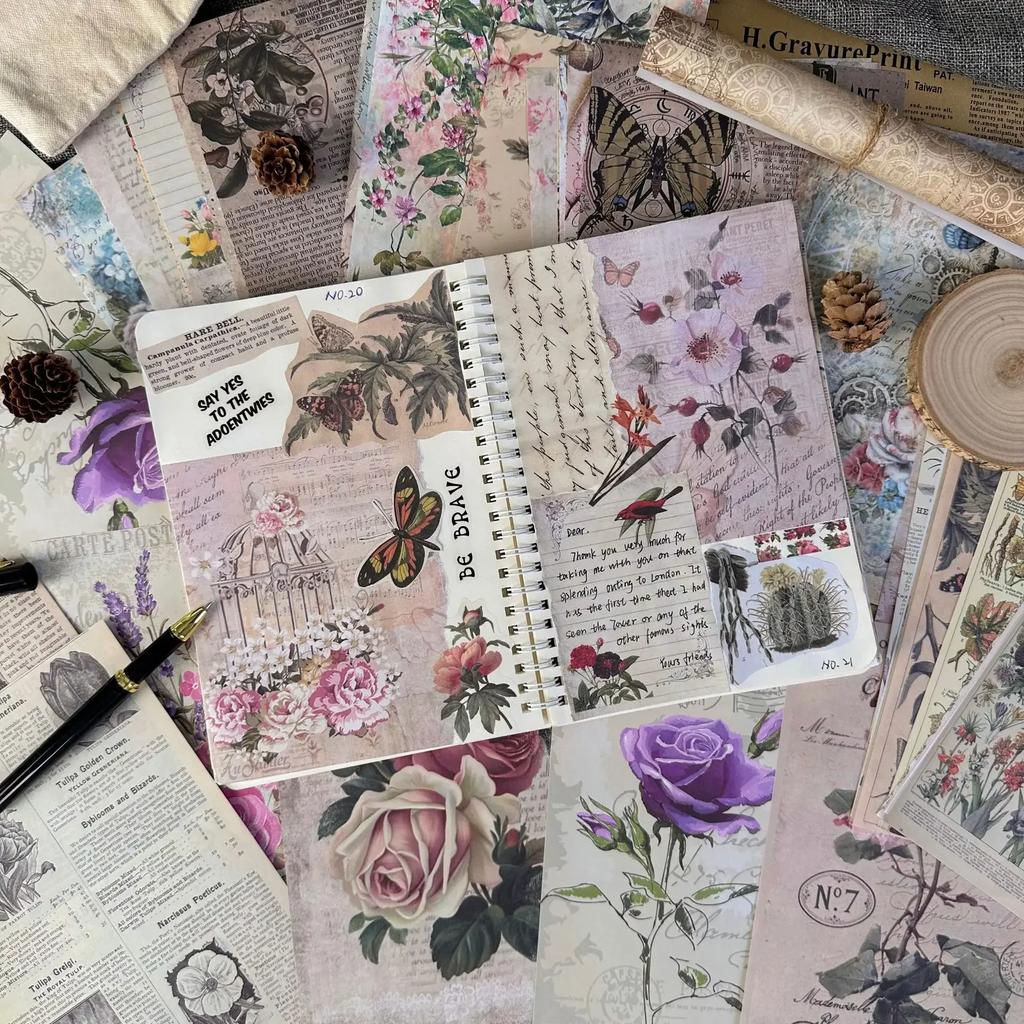 30Pcs American Vintage Style Magazine Newspaper Material Paper Scrapbooking Journal Book DIY Background Decoration Bottom Paper