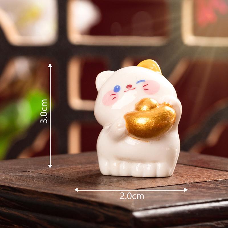 6 шт. Мини-украшение Lucky Cat, мультяшный котенок, кукла, фигурка, микропейзаж, украшение для интерьера автомобиля, домашнего рабочего стола