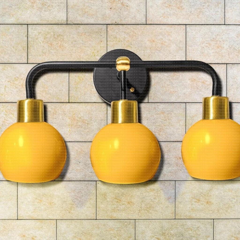 Vanity Lighting - 3 Bulb Vanity Light - Wall Sconce Lamp Lighting Mid Century Bell Shade Wall Fixture (3-Lights, Multiple Colors)