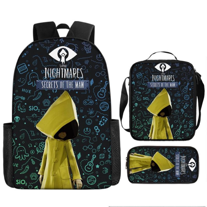 Little Nightmares Anime School Backpack Set Kids - 17 Inch Oxford Fabric Dual-Strap Bag With Crossbody Pouch Pencil Case