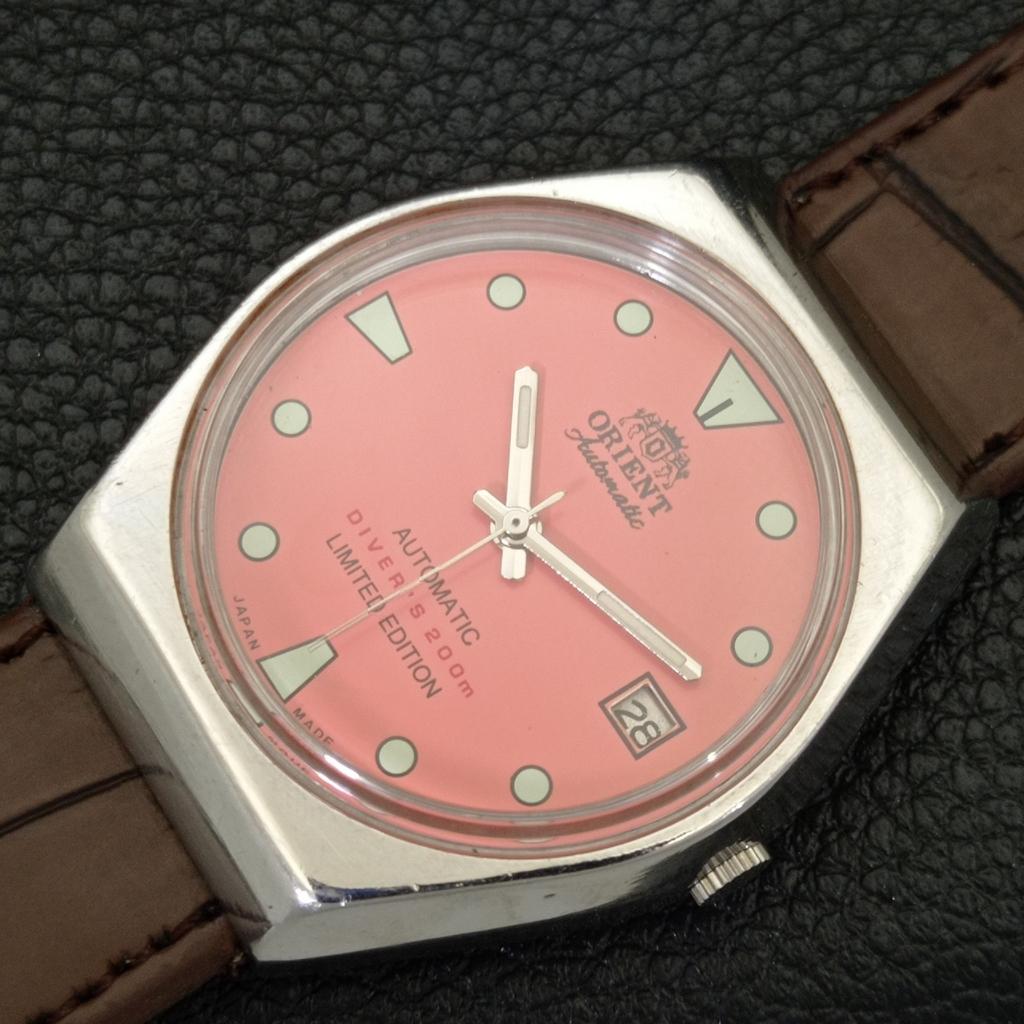 Orient AUTOMATIC 46943 JAPAN MENS VINTAGE PEACH COLOR DIAL WATCH A701820-5 R207-a701820